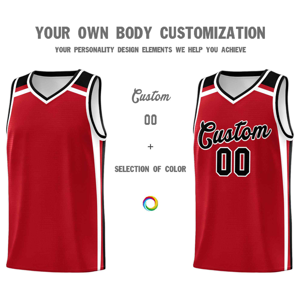 Custom Red White Black Trendy Color Charge Series Sports Uniform Basketball Jersey| KXKSHOP