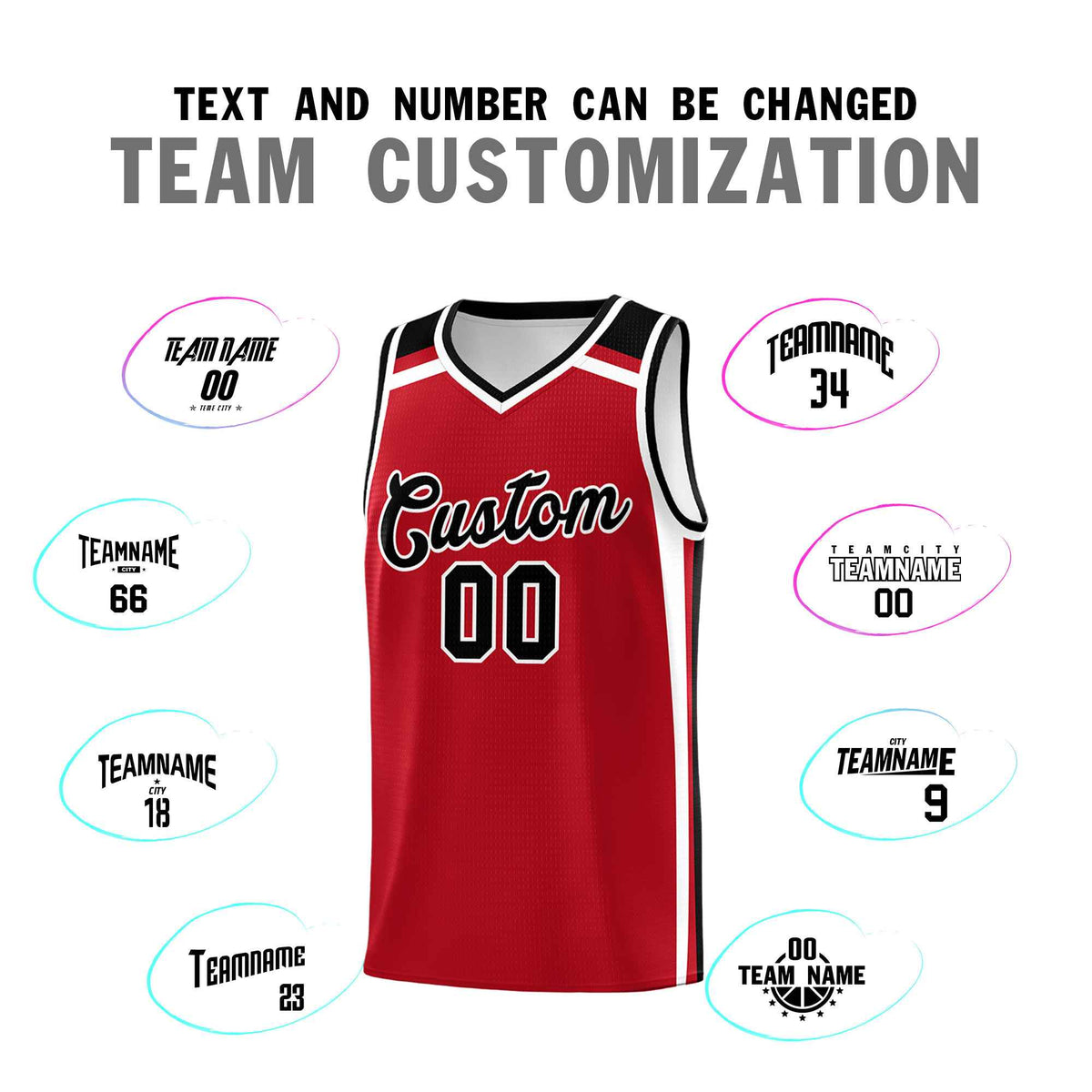 Custom Red White Black Trendy Color Charge Series Sports Uniform Basketball Jersey| KXKSHOP