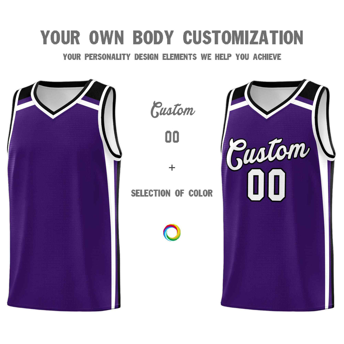 Custom Purple White Black Trendy Color Charge Series Sports Uniform Basketball Jersey| KXKSHOP