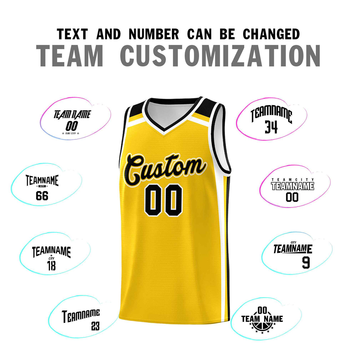 Custom Gold Black White Trendy Color Charge Series Sports Uniform Basketball Jersey| KXKSHOP