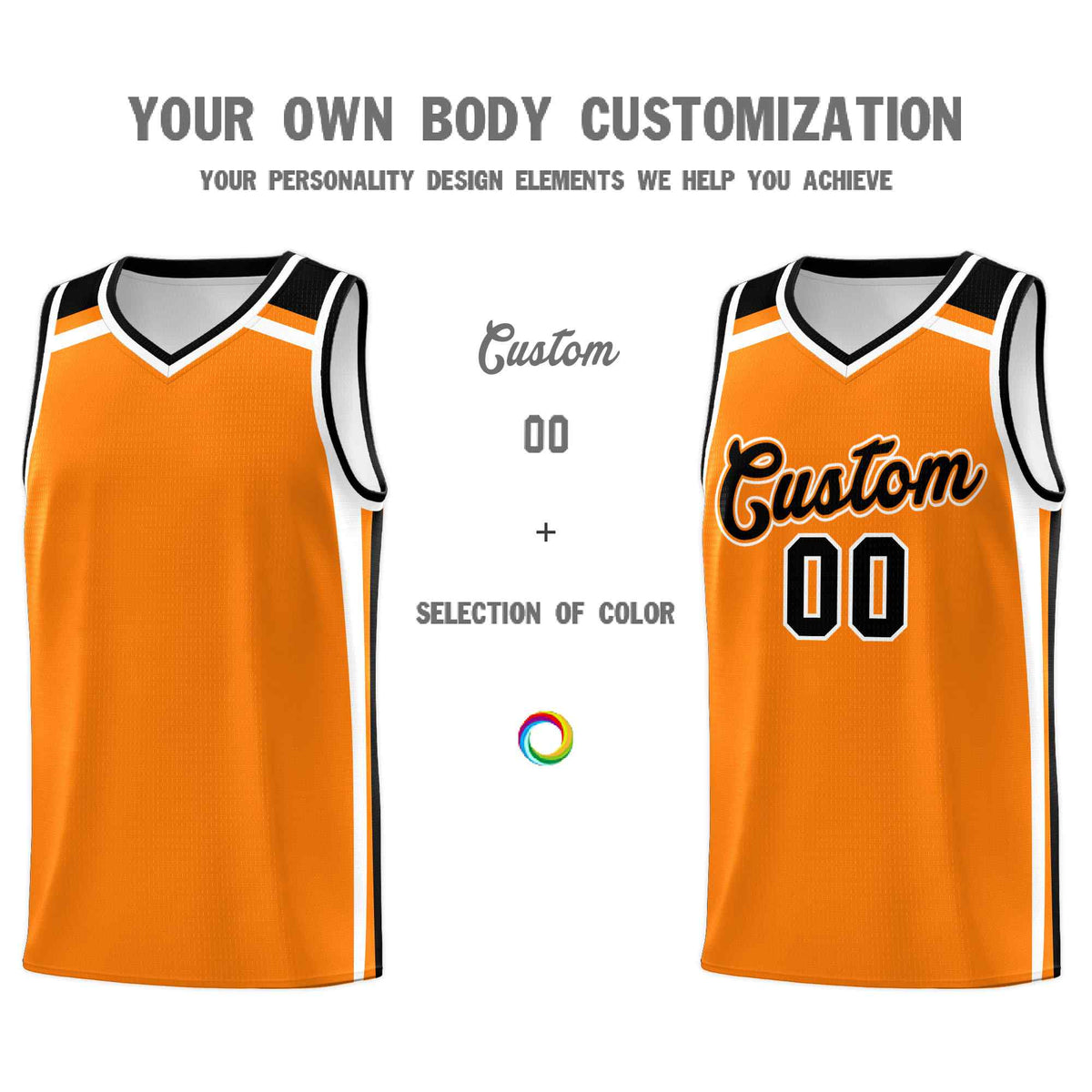 Custom Orange Black White Trendy Color Charge Series Sports Uniform Basketball Jersey| KXKSHOP
