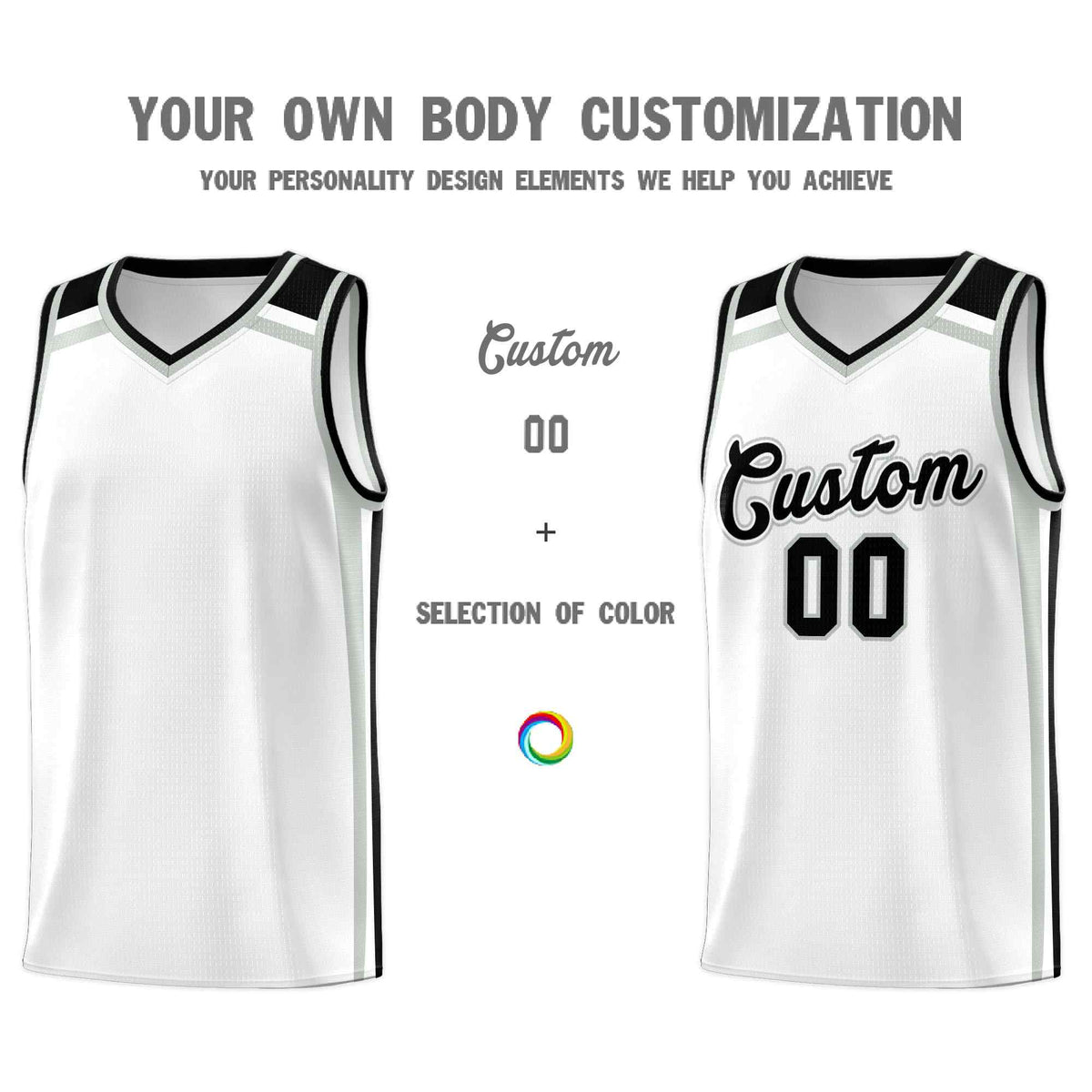 Custom White Gray Black Trendy Color Charge Series Sports Uniform Basketball Jersey| KXKSHOP