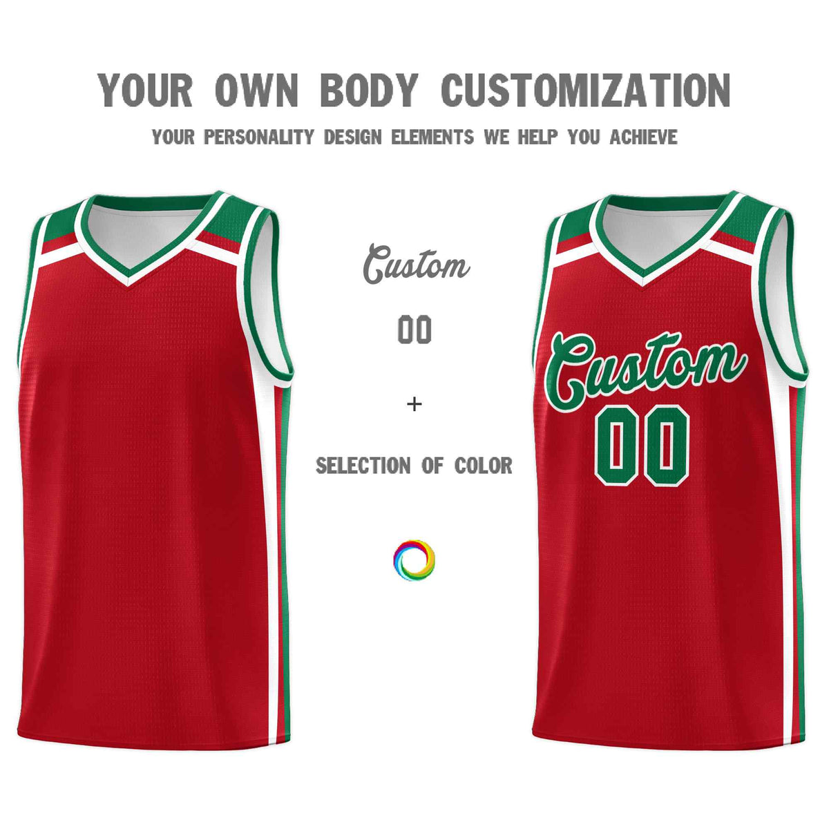 Custom Red White Kelly Green Trendy Color Charge Series Sports Uniform Basketball Jersey| KXKSHOP