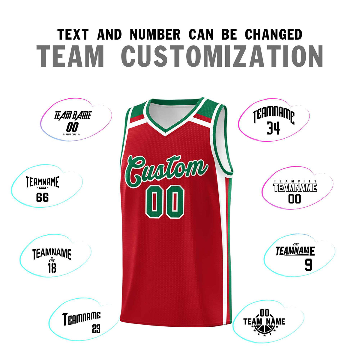 Custom Red White Kelly Green Trendy Color Charge Series Sports Uniform Basketball Jersey| KXKSHOP