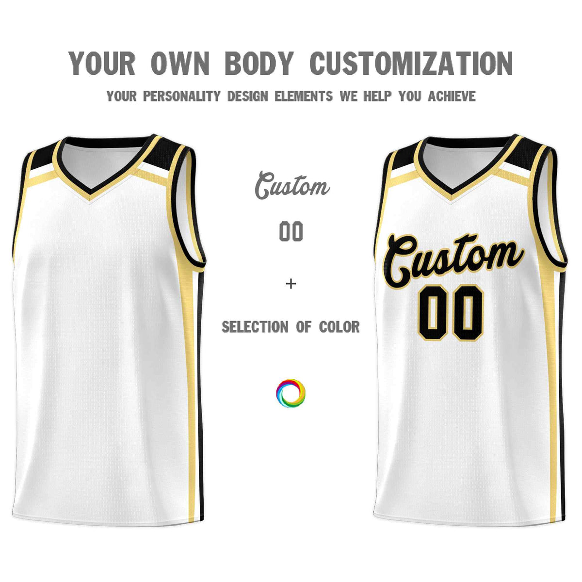 Custom White Khaki Black Trendy Color Charge Series Sports Uniform Basketball Jersey| KXKSHOP
