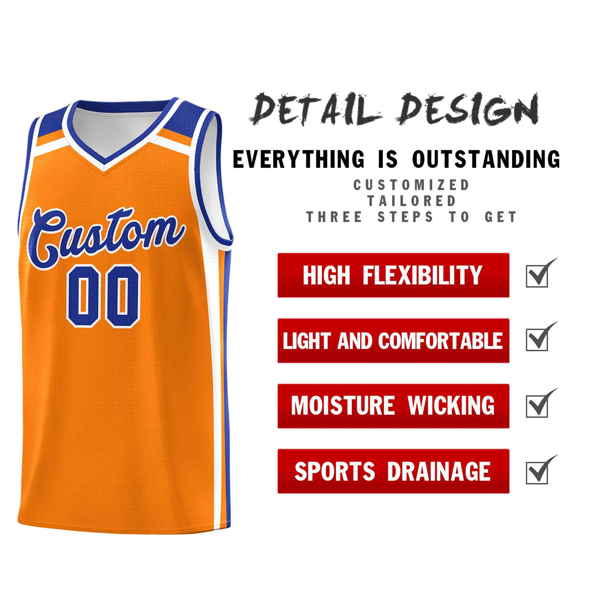 Custom Orange White Royal Blue Trendy Color Charge Series Sports Uniform Basketball Jersey| KXKSHOP