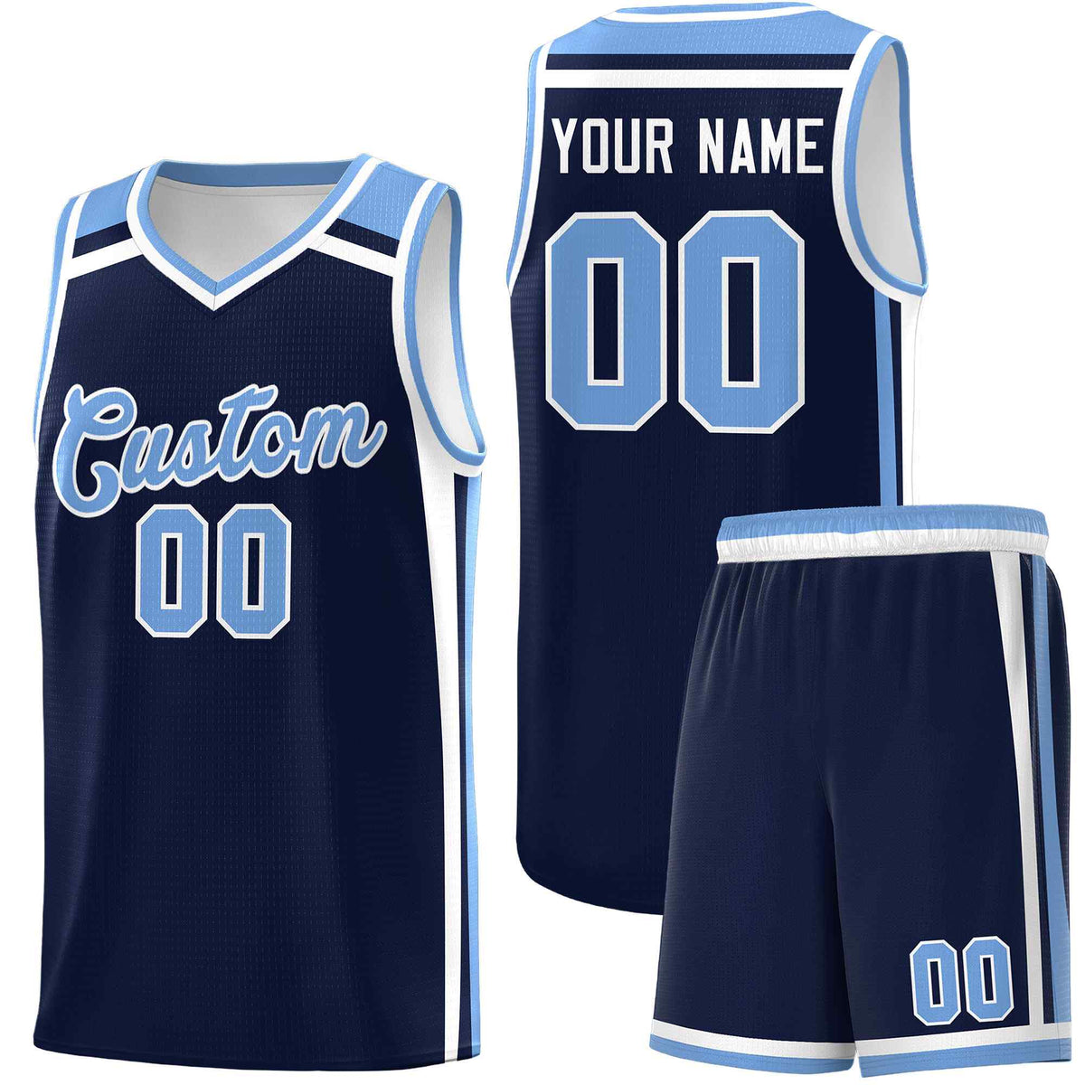 Custom Navy Light Blue White Trendy Color Charge Series Sports Uniform Basketball Jersey| KXKSHOP