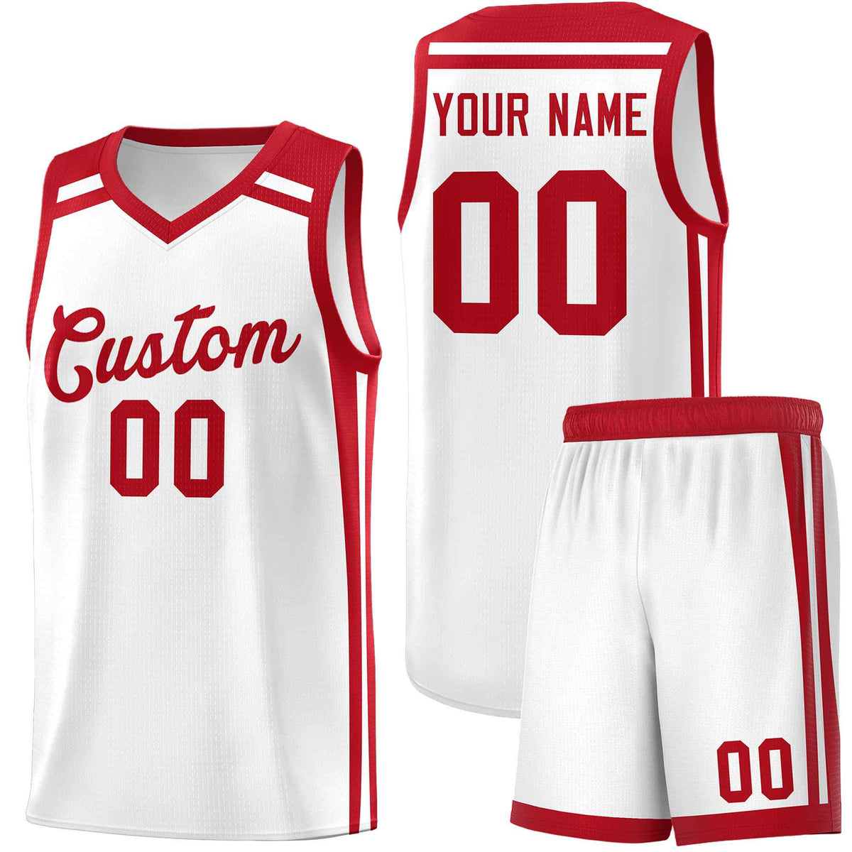 Custom White Red  Trendy Color Charge Series Sports Uniform Basketball Jersey| KXKSHOP