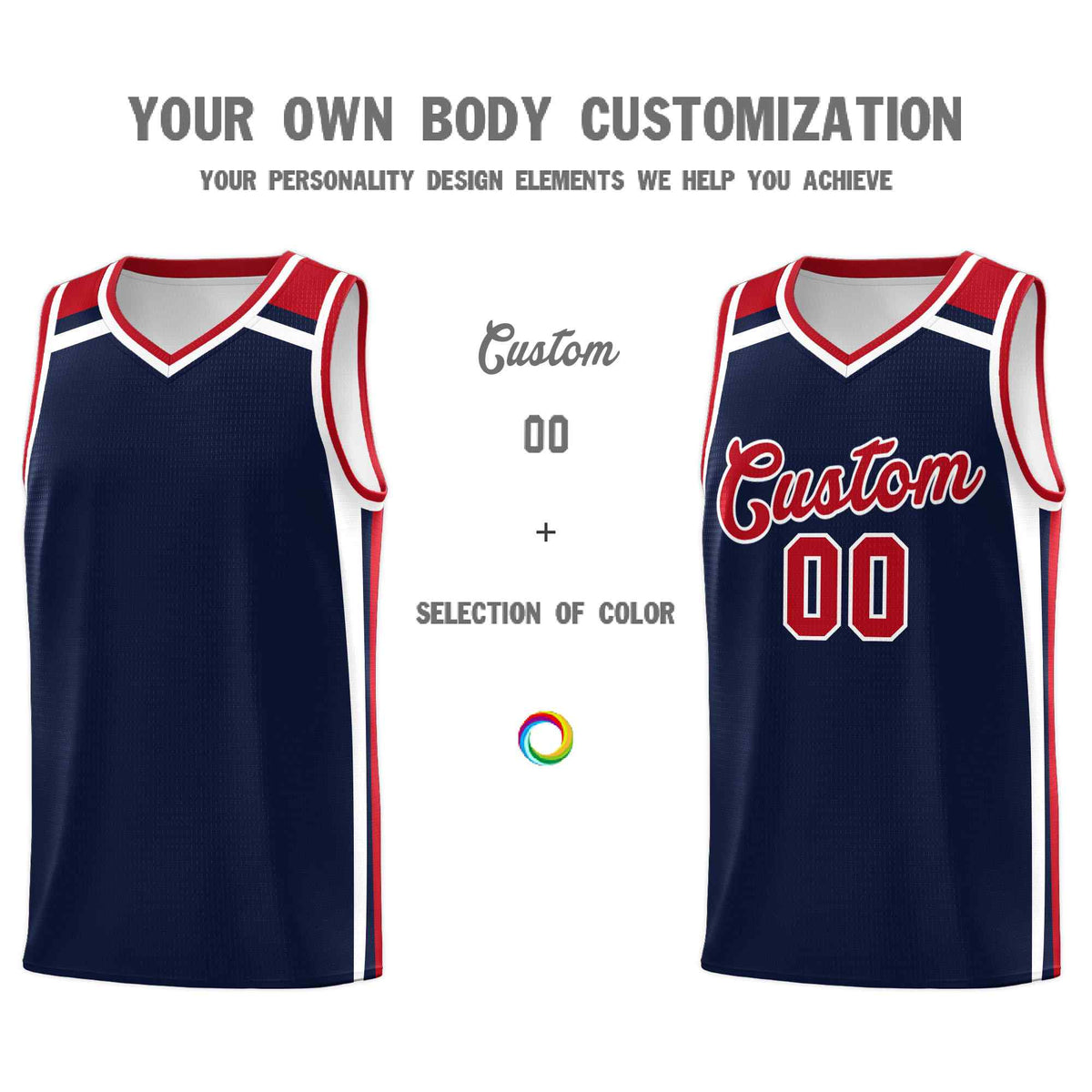 Custom Navy Red White Trendy Color Charge Series Sports Uniform Basketball Jersey| KXKSHOP