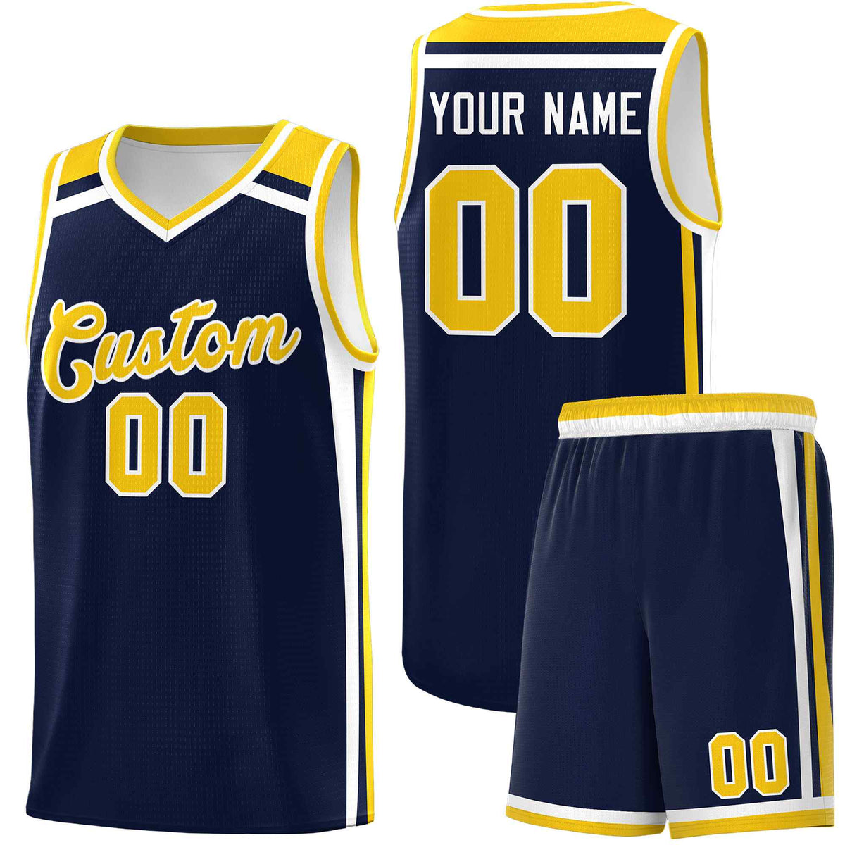 Custom Navy Gold White Trendy Color Charge Series Sports Uniform Basketball Jersey| KXKSHOP