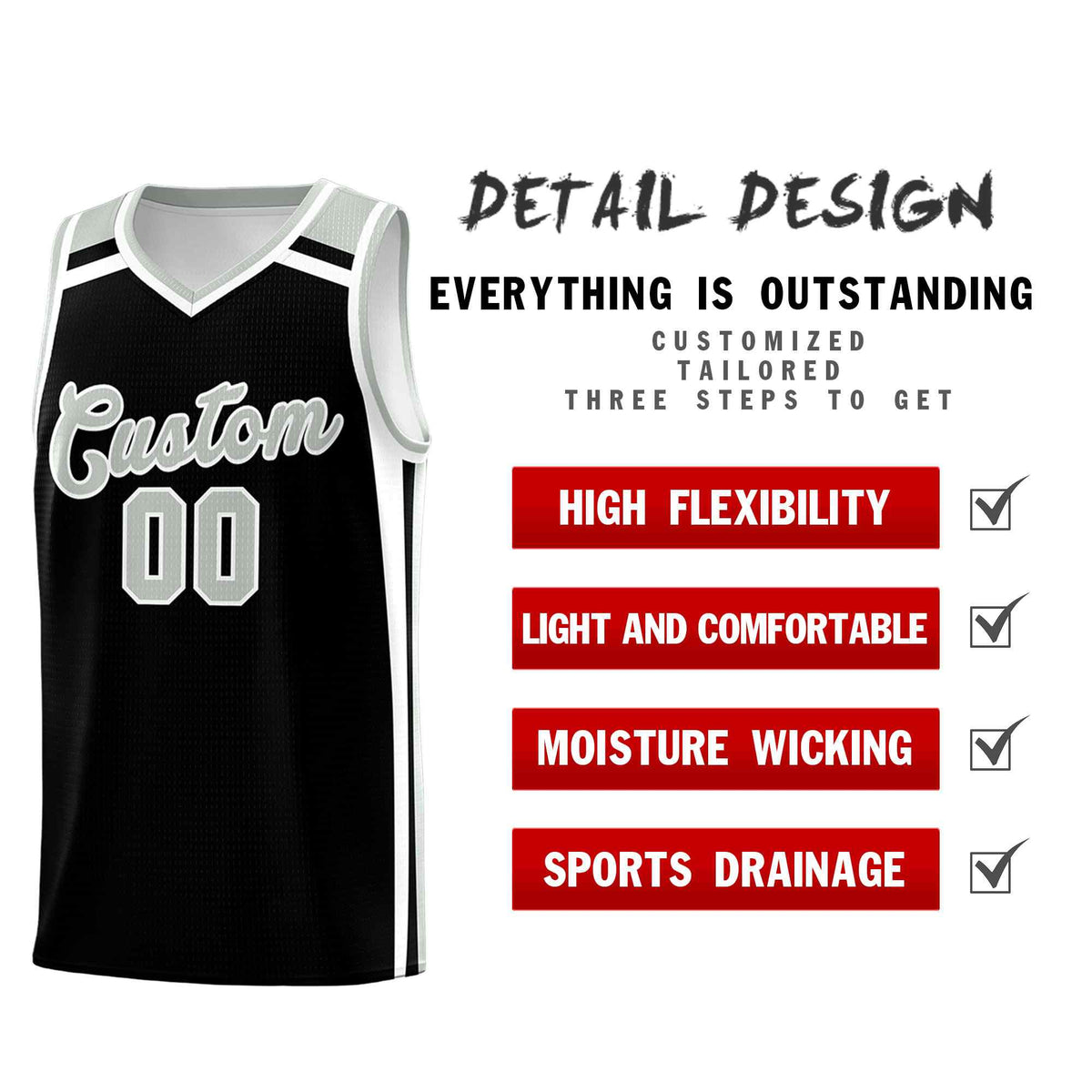 Custom Red Gray White Trendy Color Charge Series Sports Uniform Basketball Jersey| KXKSHOP