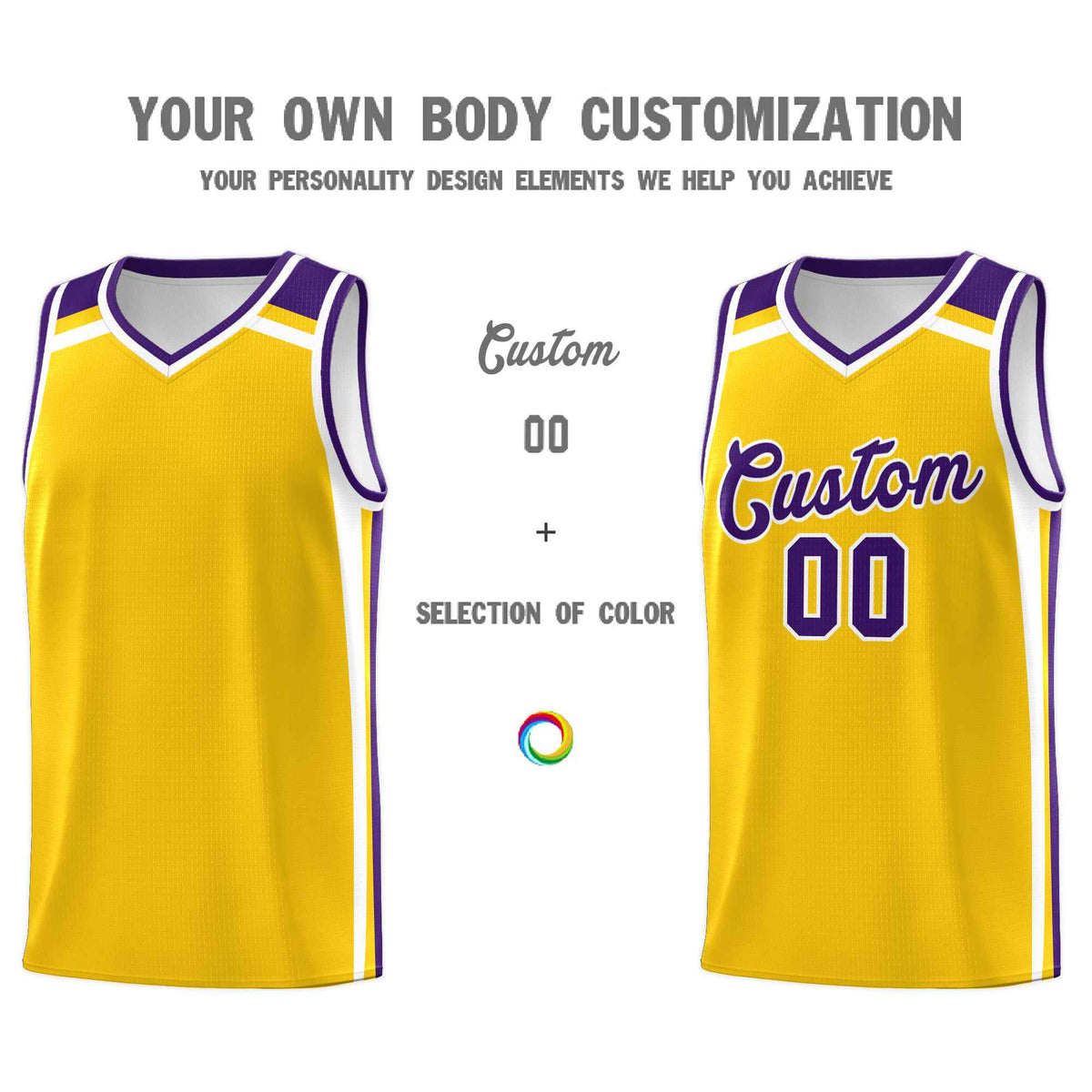 Custom Gold Purple White Trendy Color Charge Series Sports Uniform Basketball Jersey| KXKSHOP
