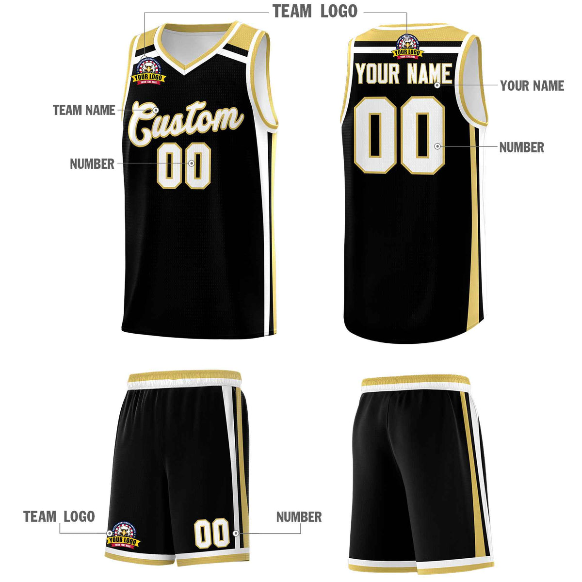 Custom Black Khaki White Trendy Color Charge Series Sports Uniform Basketball Jersey