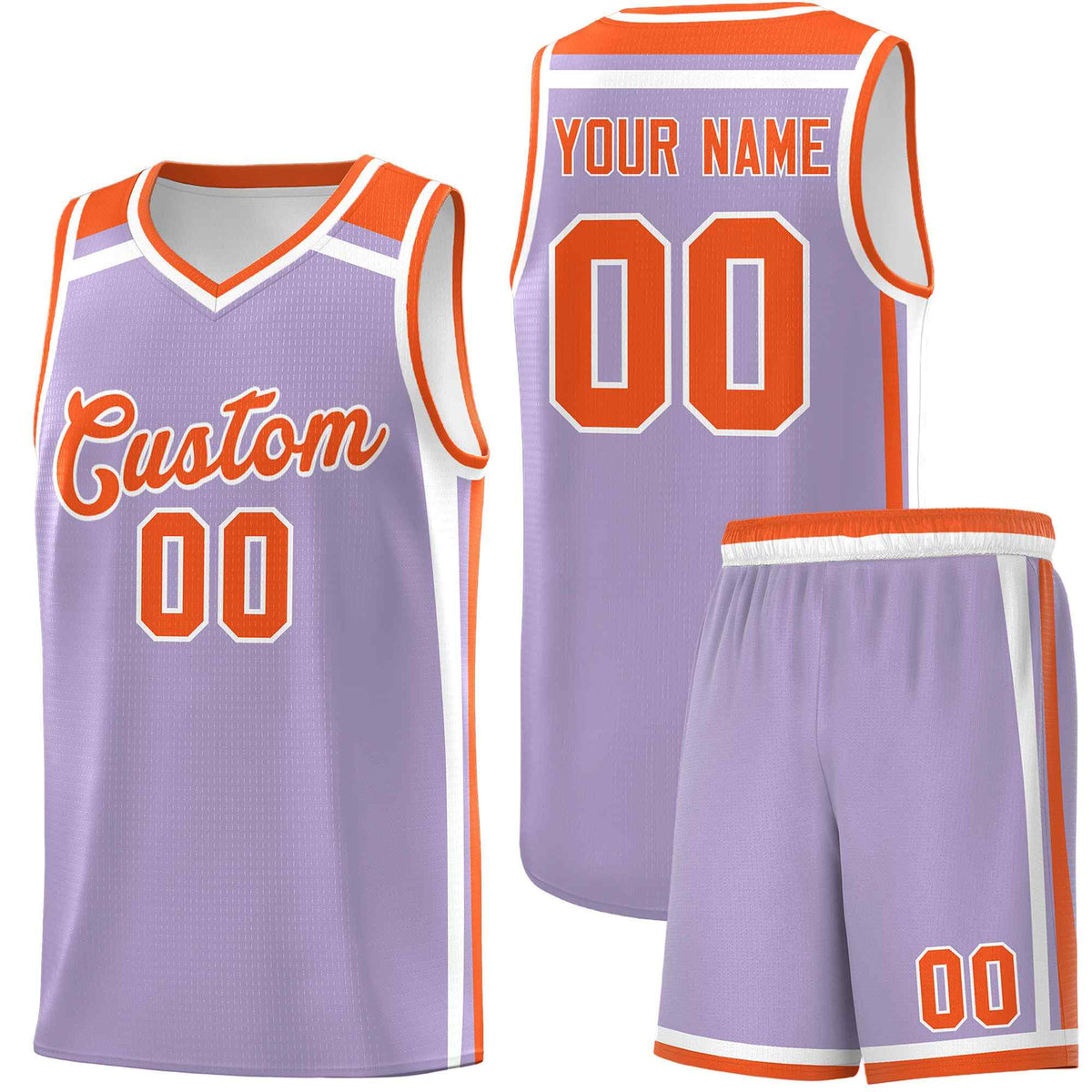 Custom Light Purple Orange White Trendy Color Charge Series Sports Uniform Basketball Jersey| KXKSHOP