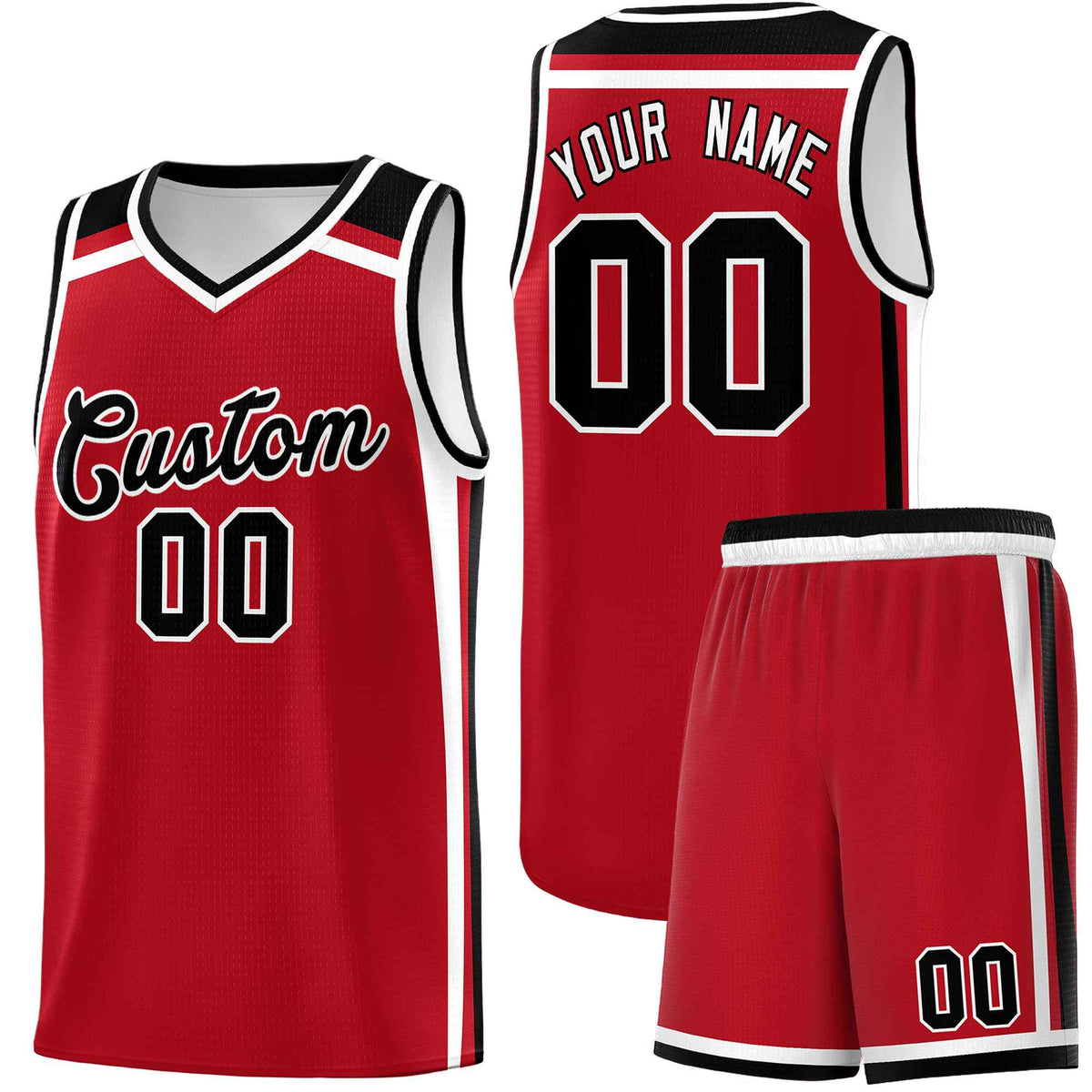 Custom Red White Black Trendy Color Charge Series Sports Uniform Basketball Jersey