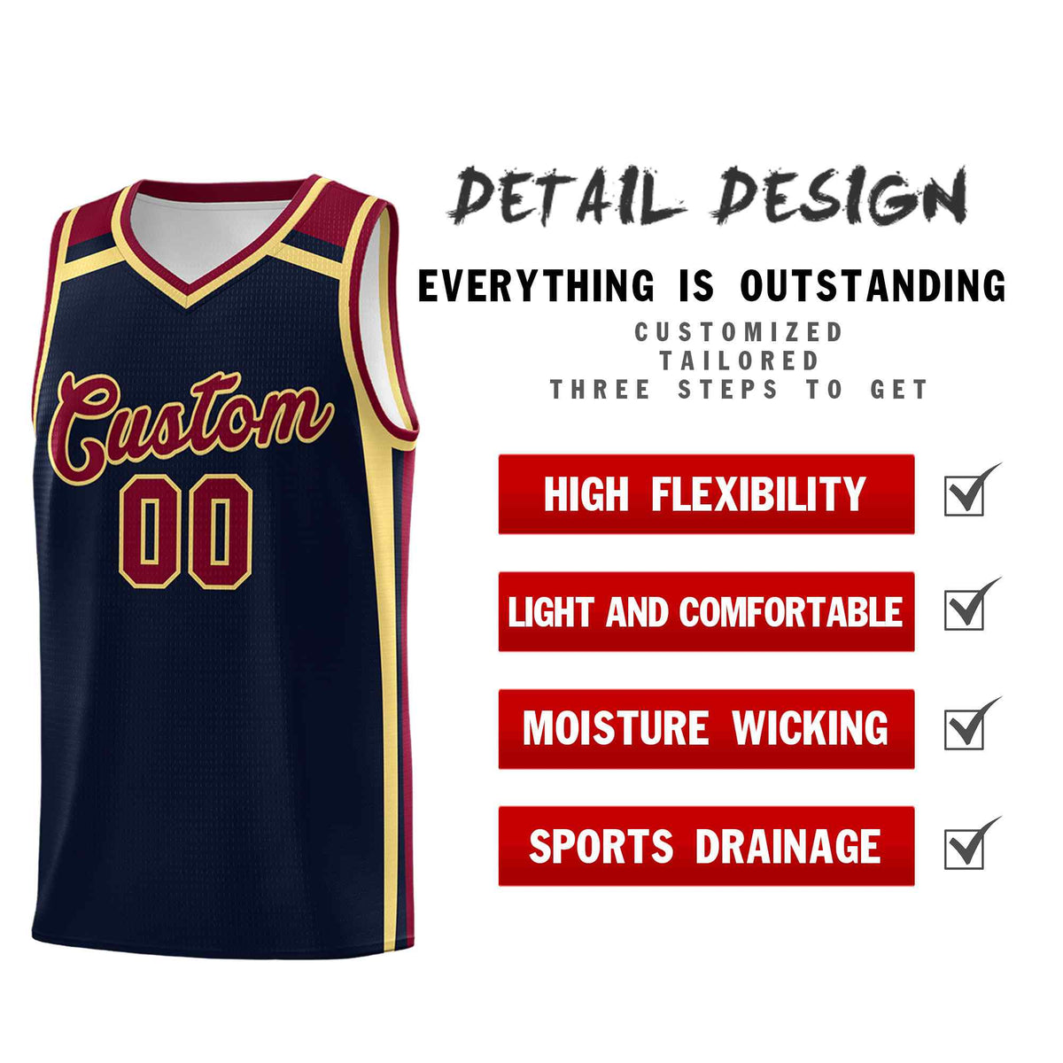 Custom Navy Khaki Crimson Trendy Color Charge Series Sports Uniform Basketball Jersey