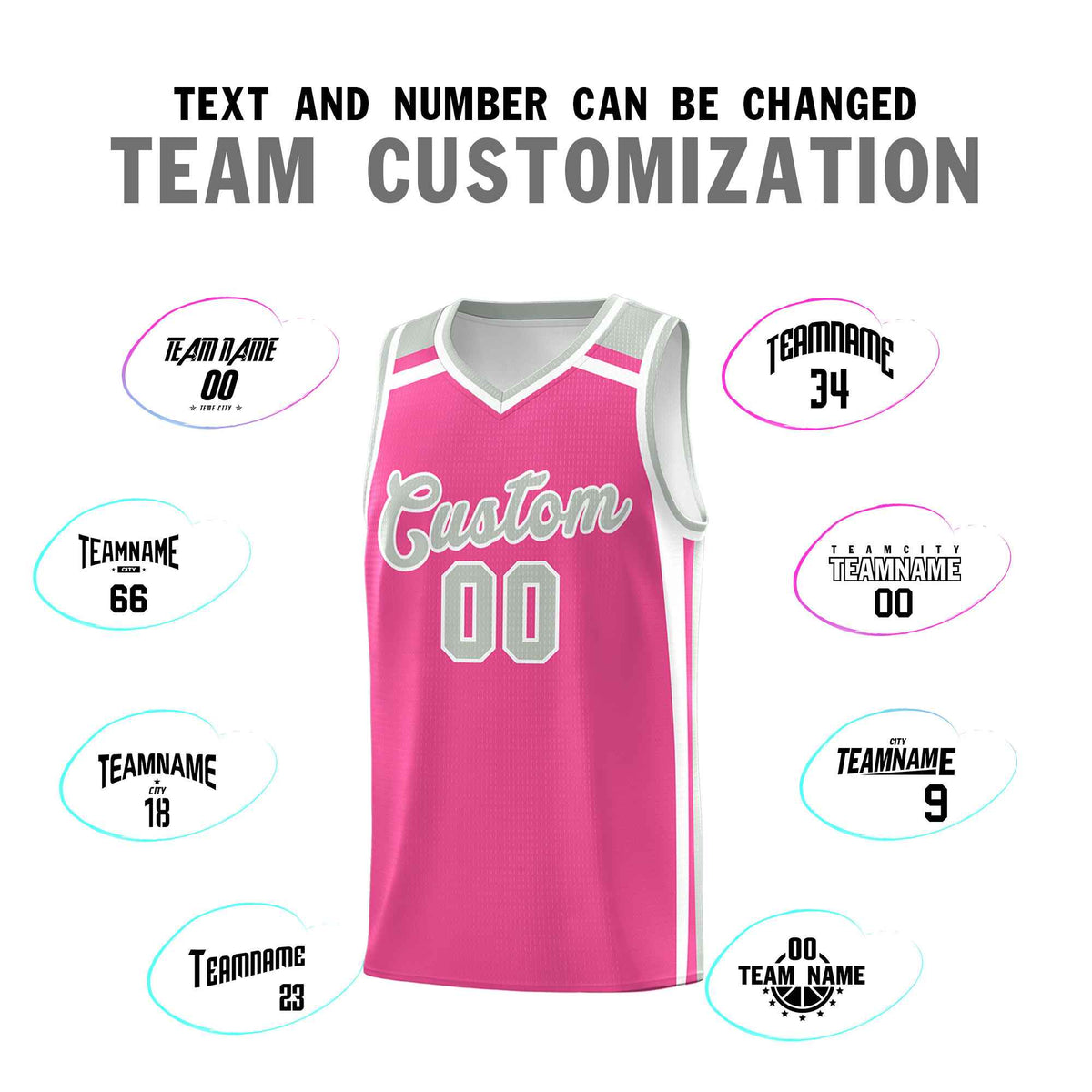 Custom Pink White Gray Trendy Color Charge Series Sports Uniform Basketball Jersey