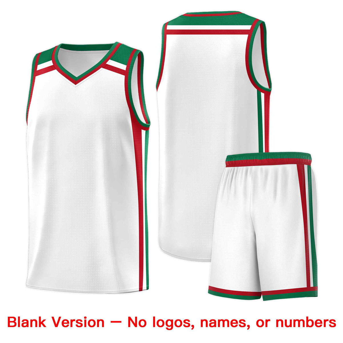 Custom White Kelly Green Red Trendy Color Charge Series Sports Uniform Basketball Jersey