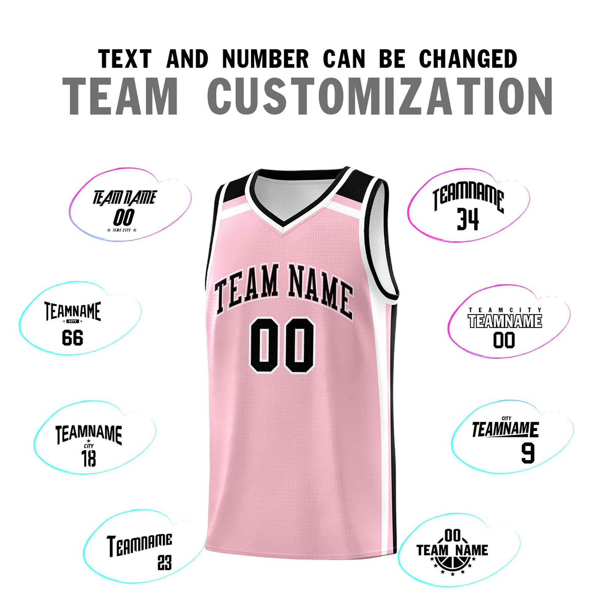 Custom Light Pink White Black Trendy Color Charge Series Sports Uniform Basketball Jersey