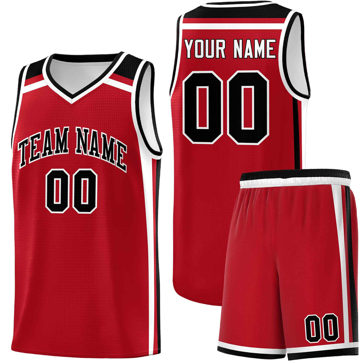 Custom Red White Black Trendy Color Charge Series Sports Uniform Basketball Jersey