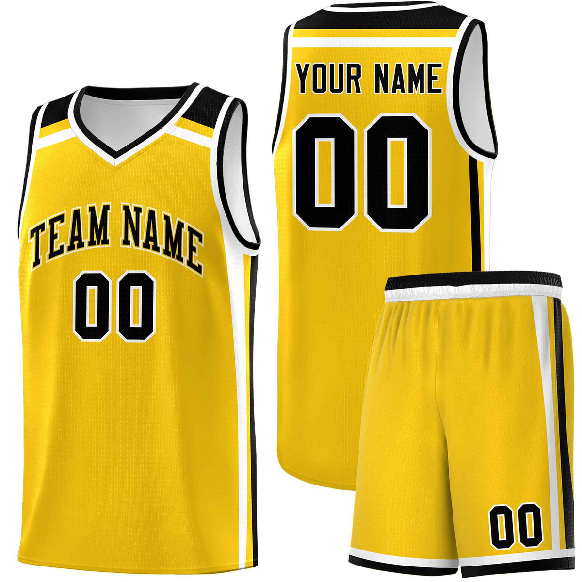 Custom Gold Black White Trendy Color Charge Series Sports Uniform Basketball Jersey
