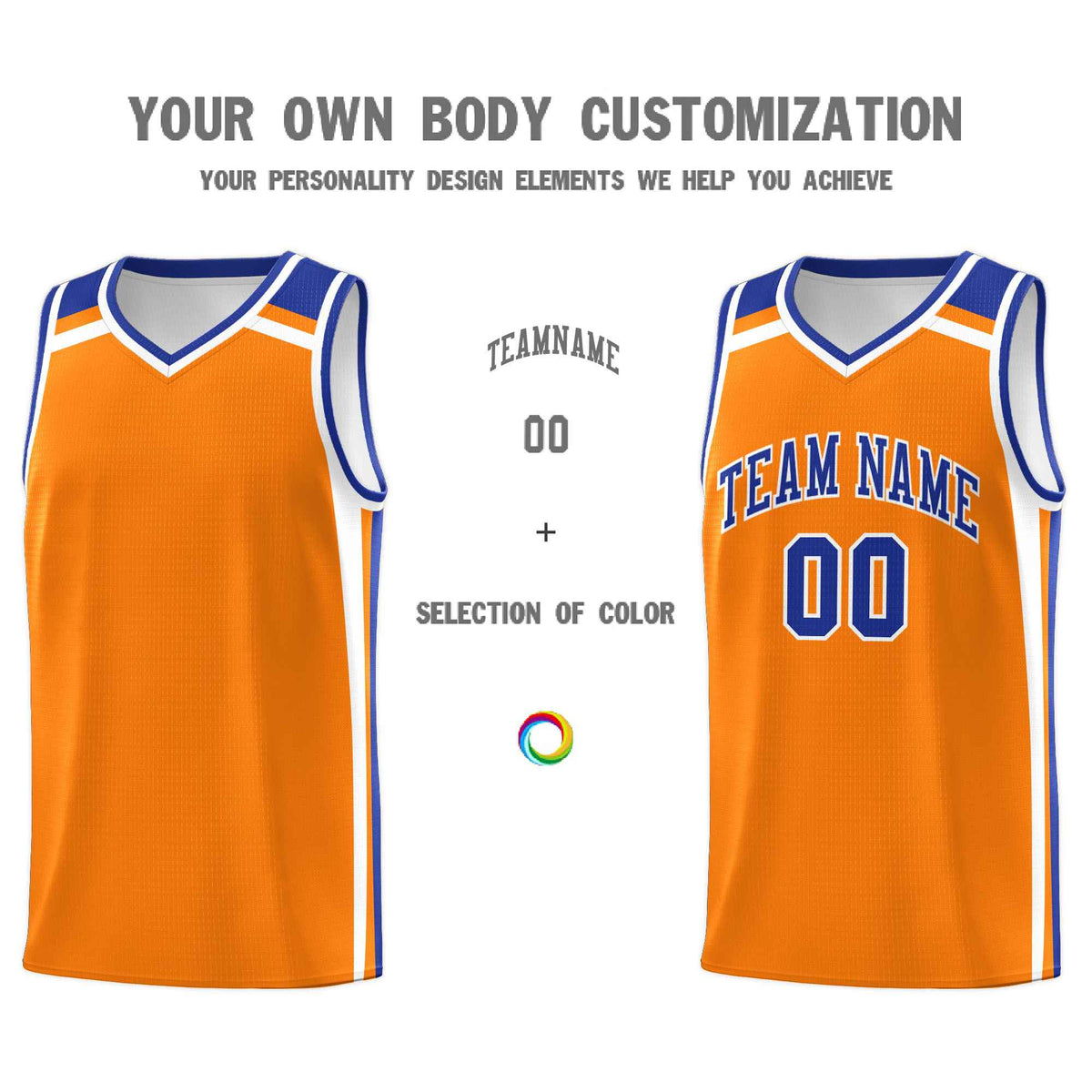 Custom Orange White Royal Blue Trendy Color Charge Series Sports Uniform Basketball Jersey
