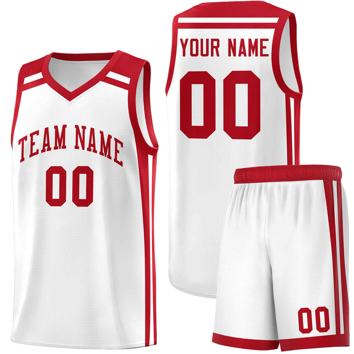 Custom White Red  Trendy Color Charge Series Sports Uniform Basketball Jersey
