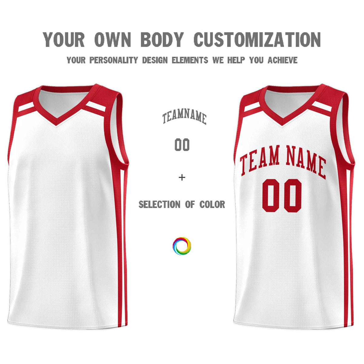 Custom White Red  Trendy Color Charge Series Sports Uniform Basketball Jersey