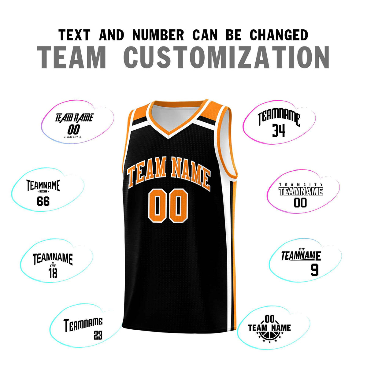 Custom Black Orange White Trendy Color Charge Series Sports Uniform Basketball Jersey