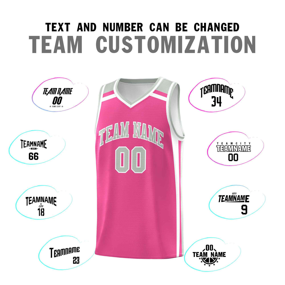 Custom Pink White Gray Trendy Color Charge Series Sports Uniform Basketball Jersey
