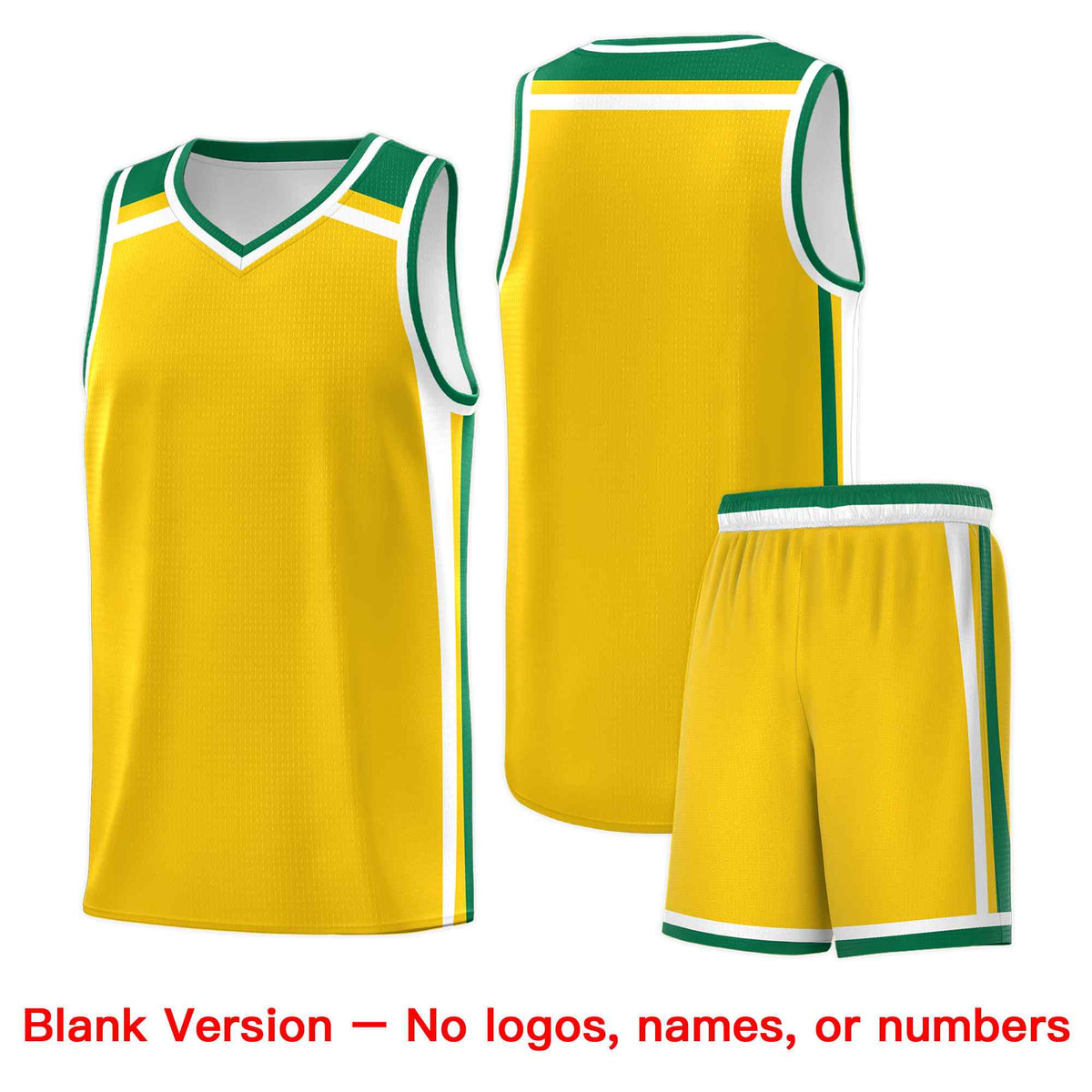 Custom Gold Kelly Green White Trendy Color Charge Series Sports Uniform Basketball Jersey