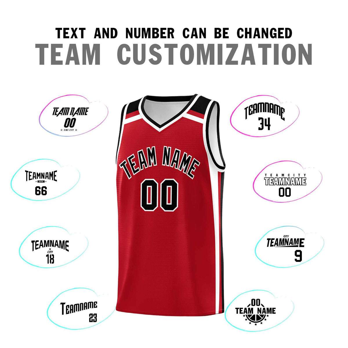 Custom Red White Black Trendy Color Charge Series Sports Uniform Basketball Jersey