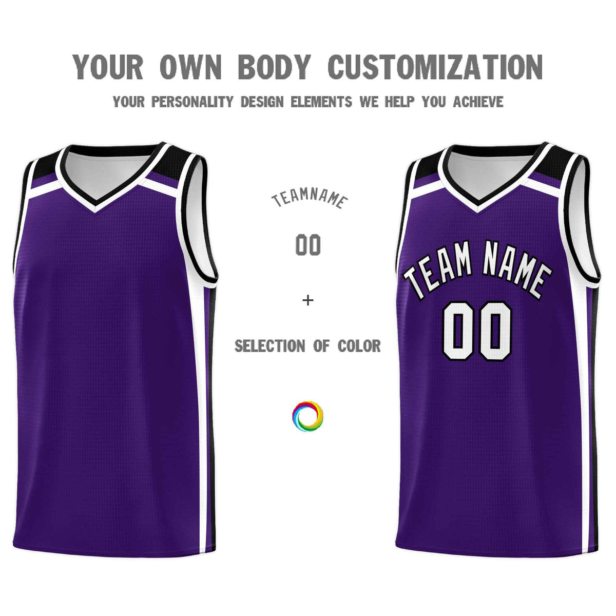Custom Purple White Black Trendy Color Charge Series Sports Uniform Basketball Jersey