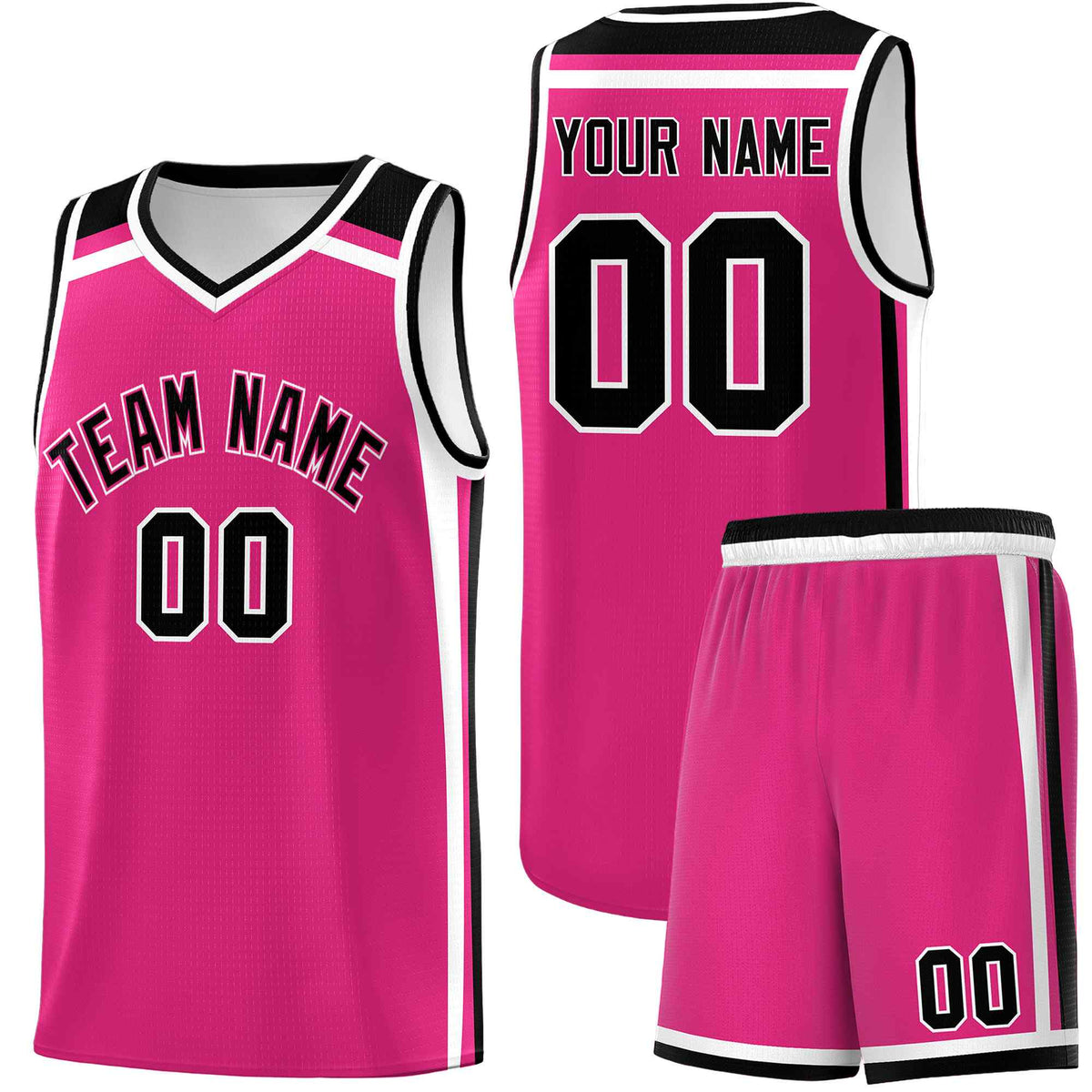 Custom Rose Red Black White Trendy Color Charge Series Sports Uniform Basketball Jersey