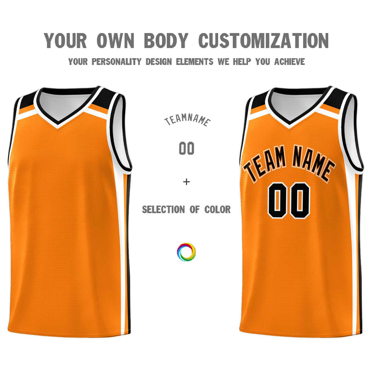 Custom Orange Black White Trendy Color Charge Series Sports Uniform Basketball Jersey
