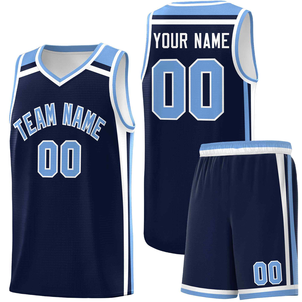 Custom Navy Light Blue White Trendy Color Charge Series Sports Uniform Basketball Jersey