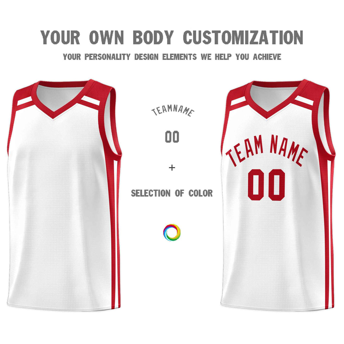 Custom White Red  Trendy Color Charge Series Sports Uniform Basketball Jersey
