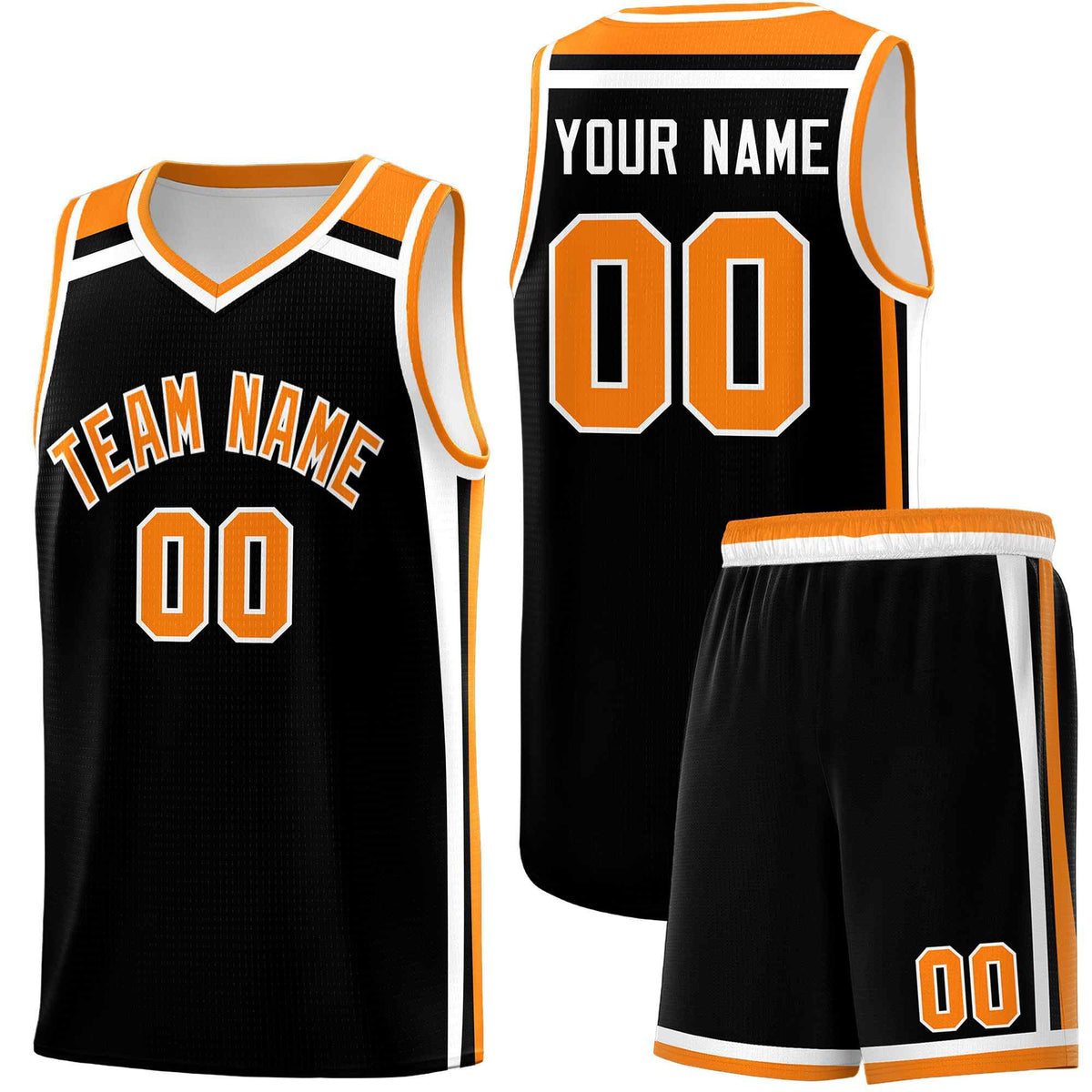 Custom Black Orange White Trendy Color Charge Series Sports Uniform Basketball Jersey