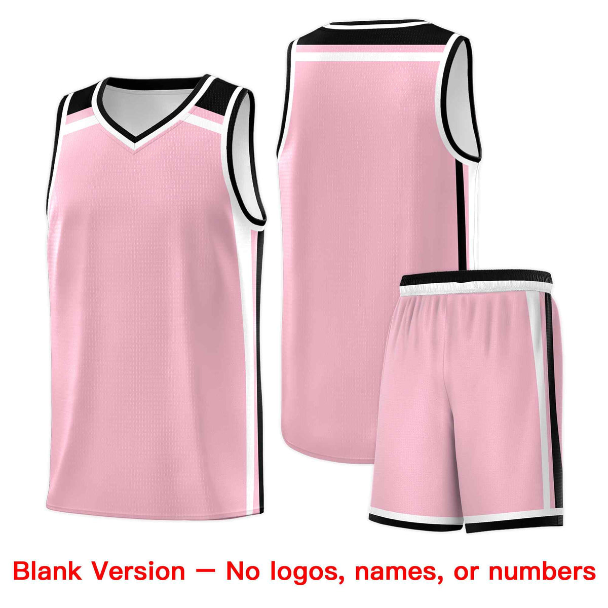 Custom Light Pink White Black Trendy Color Charge Series Sports Uniform Basketball Jersey