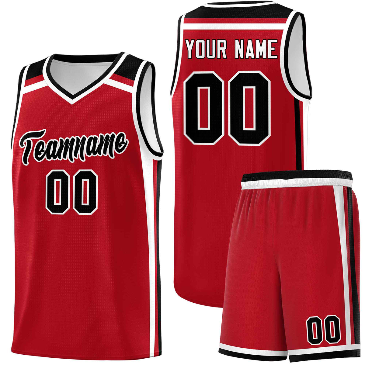 Custom Red White Black Trendy Color Charge Series Sports Uniform Basketball Jersey