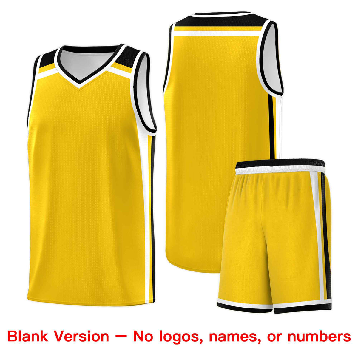 Custom Gold Black White Trendy Color Charge Series Sports Uniform Basketball Jersey
