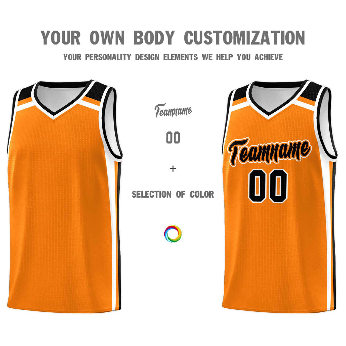 Custom Orange Black White Trendy Color Charge Series Sports Uniform Basketball Jersey