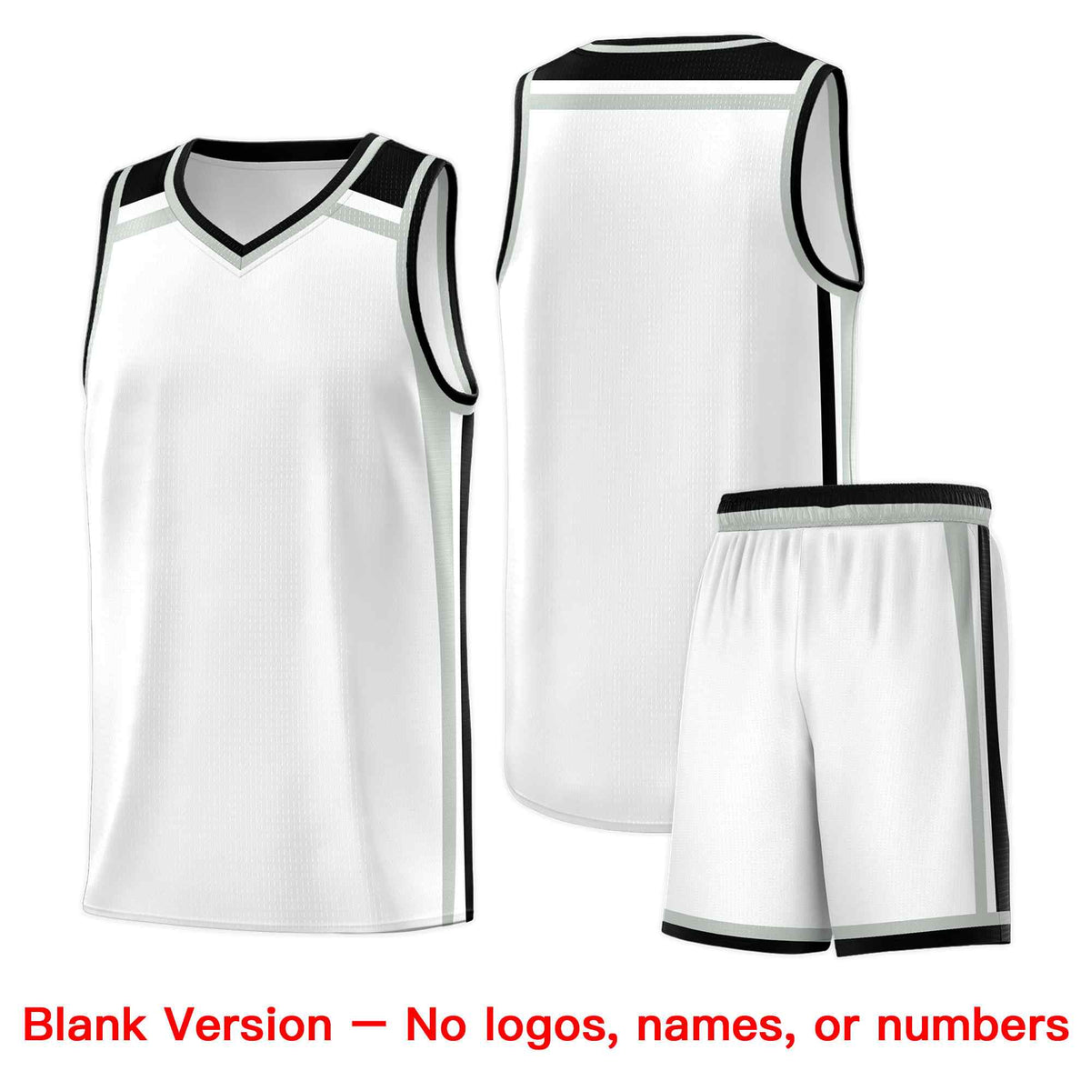 Custom White Gray Black Trendy Color Charge Series Sports Uniform Basketball Jersey