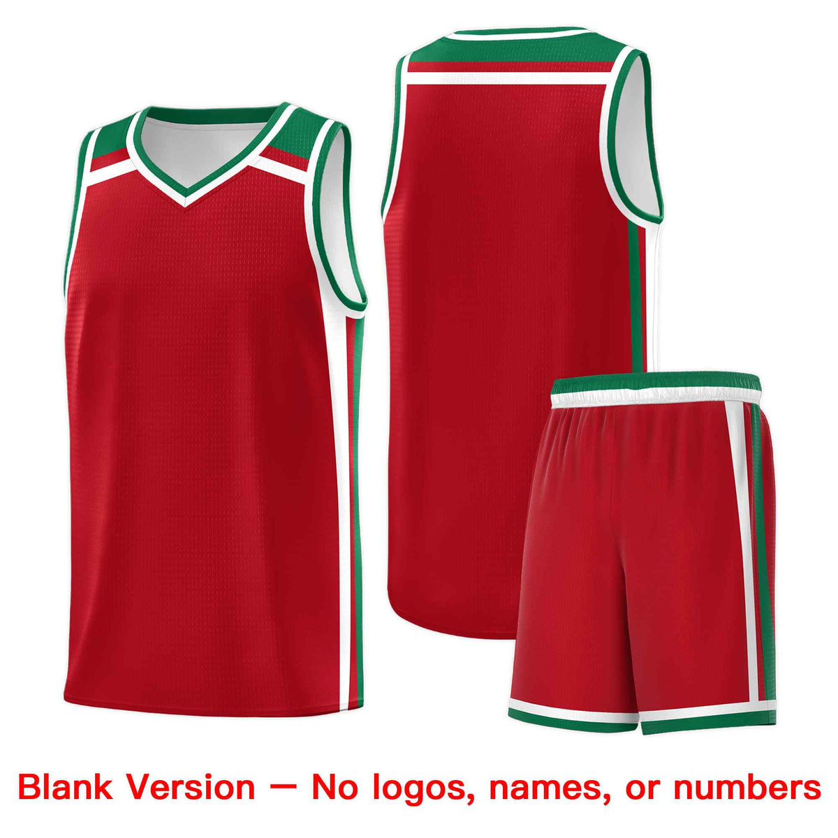 Custom Red White Kelly Green Trendy Color Charge Series Sports Uniform Basketball Jersey