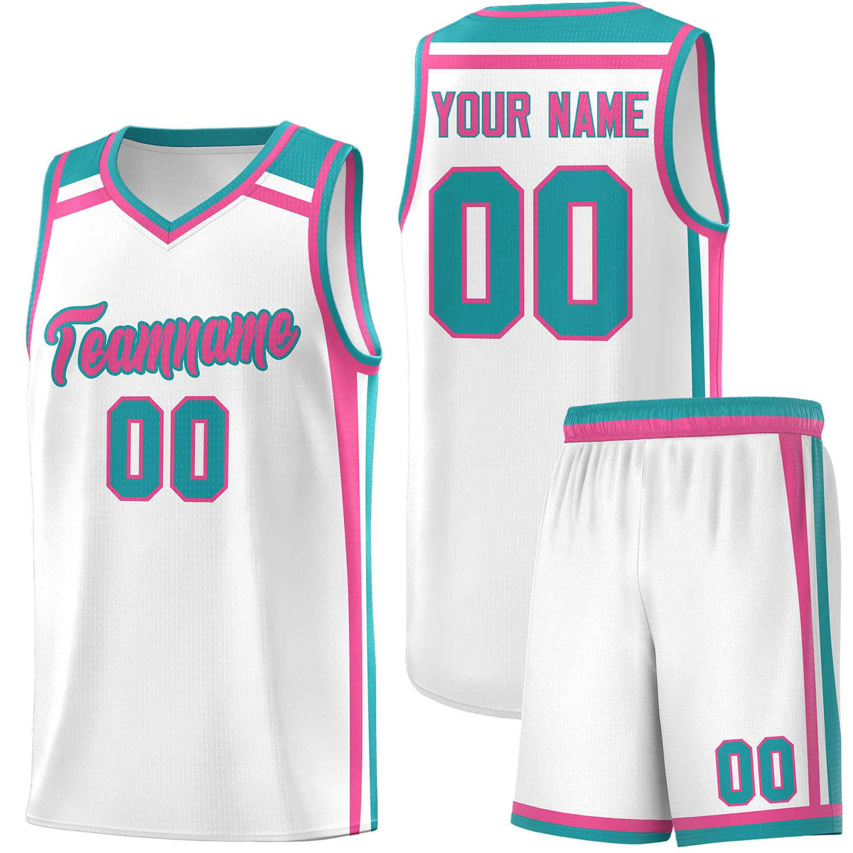 Custom White Pink Aqua Trendy Color Charge Series Sports Uniform Basketball Jersey