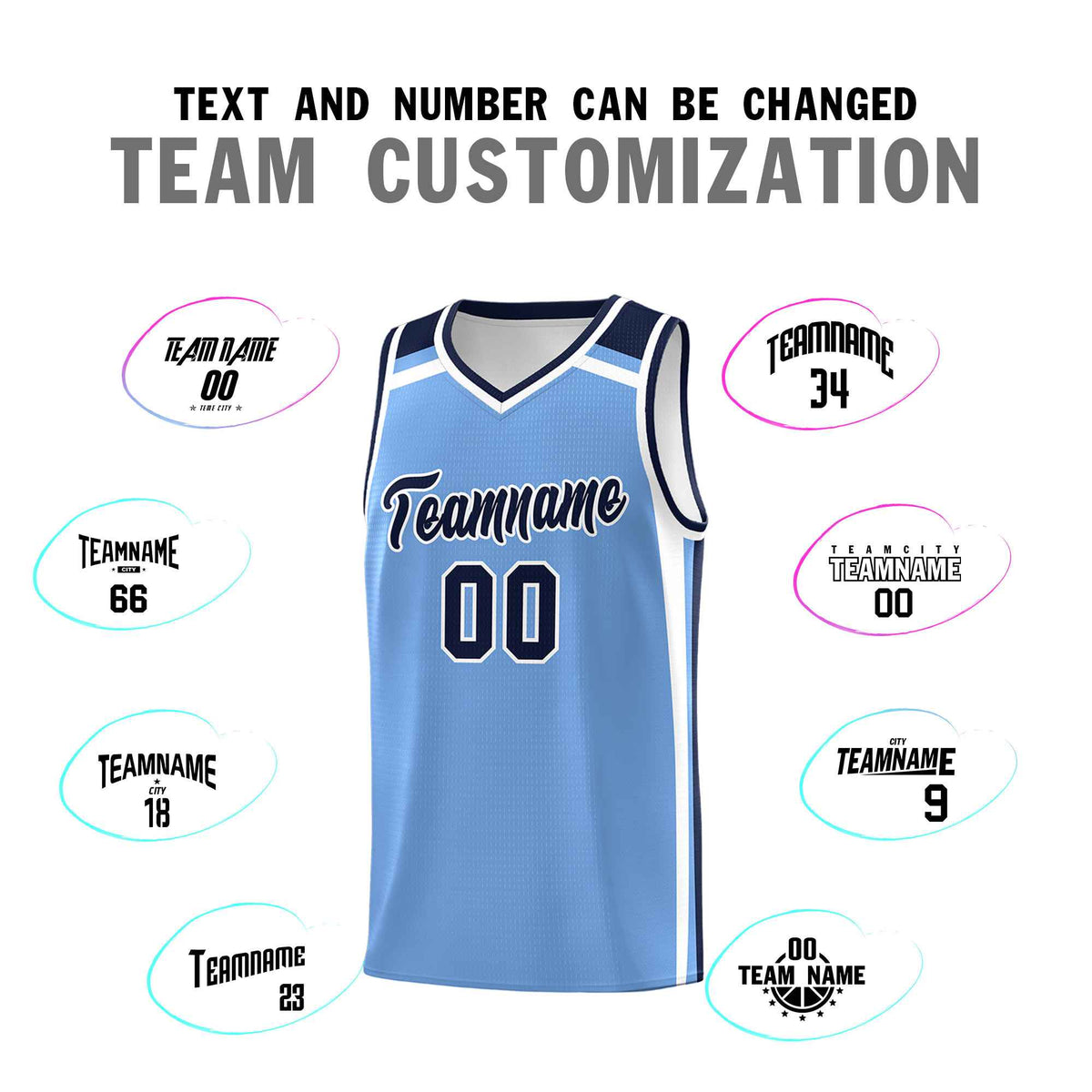 Custom Light Blue Navy White Trendy Color Charge Series Sports Uniform Basketball Jersey