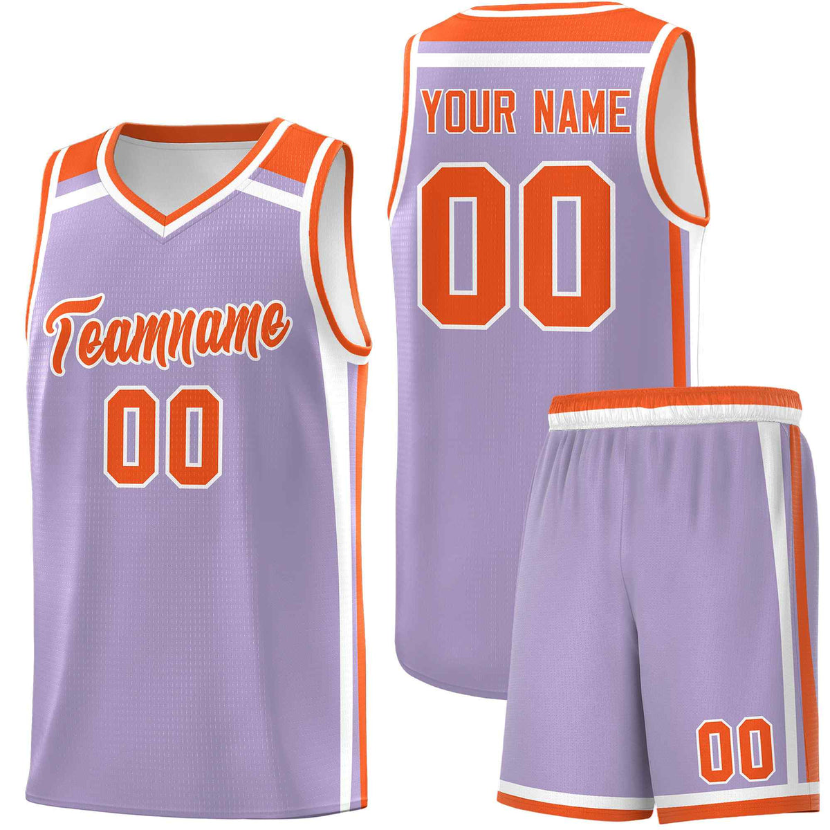 Custom Light Purple Orange White Trendy Color Charge Series Sports Uniform Basketball Jersey
