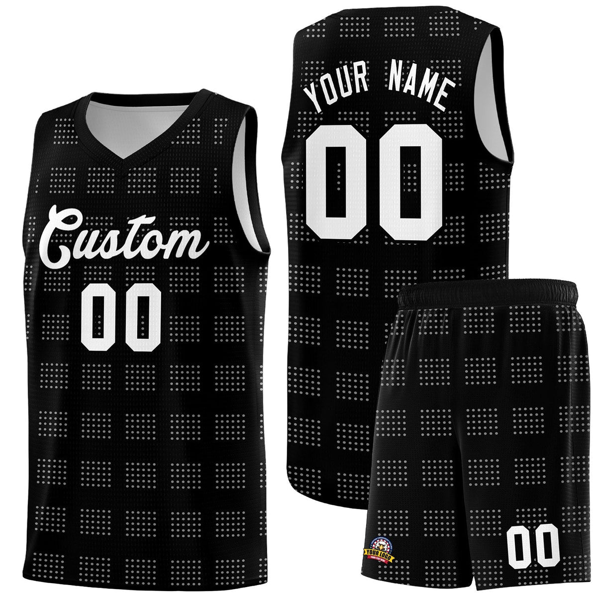 Custom Black White Trailblazer Dot Pattern Sports Uniform Basketball Jersey |KXKSHOP