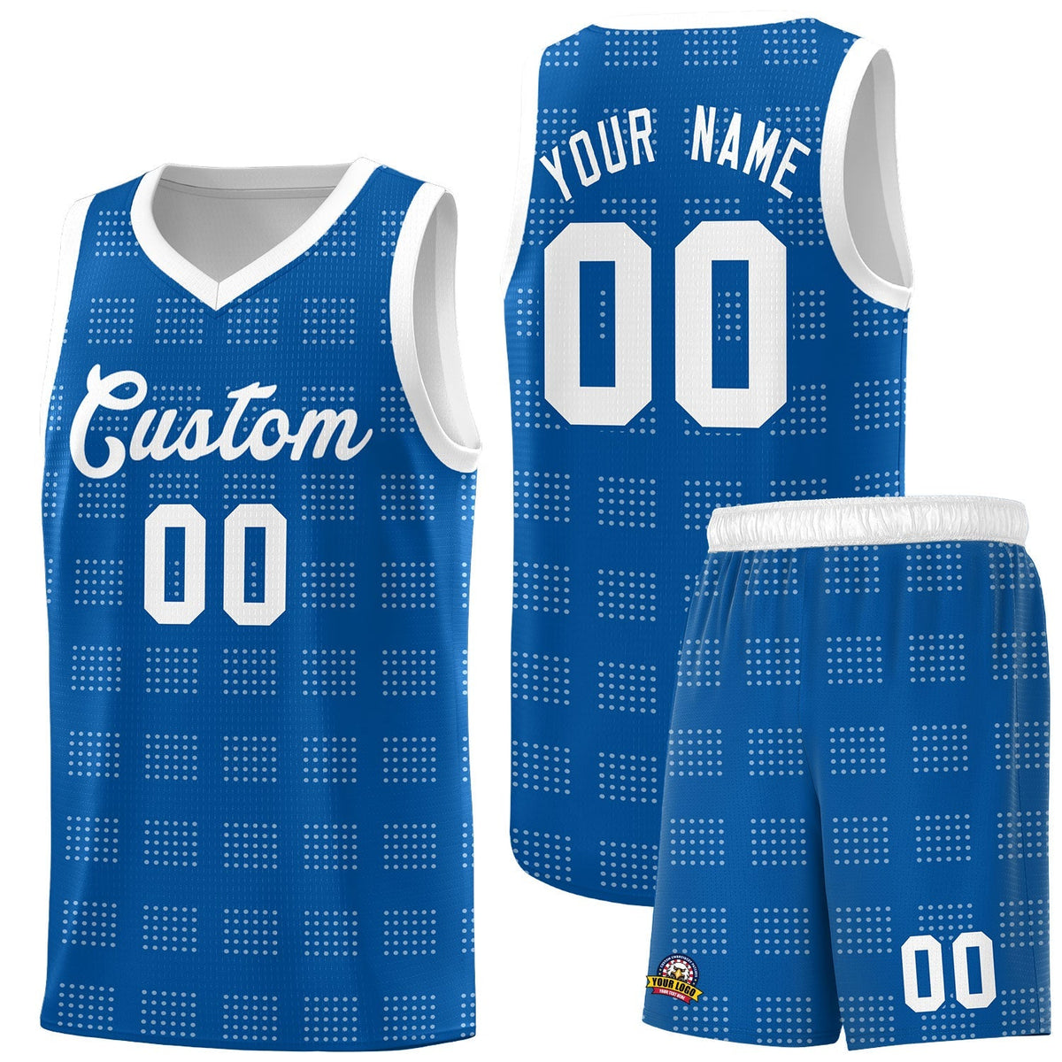 Custom Royal White Trailblazer Dot Pattern Sports Uniform Basketball Jersey |KXKSHOP