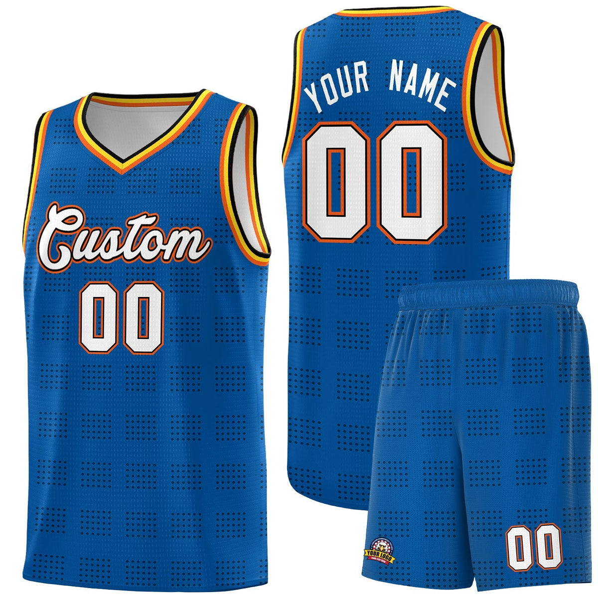 Custom Royal Black Trailblazer Dot Pattern Sports Uniform Basketball Jersey |KXKSHOP